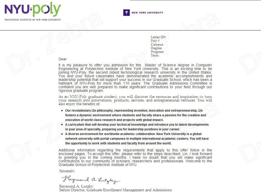 斑马博士，斑马博士留学中心，New York University ，NYU，Master of Science in Computer Engineering ，纽约大学，计算机工程硕士