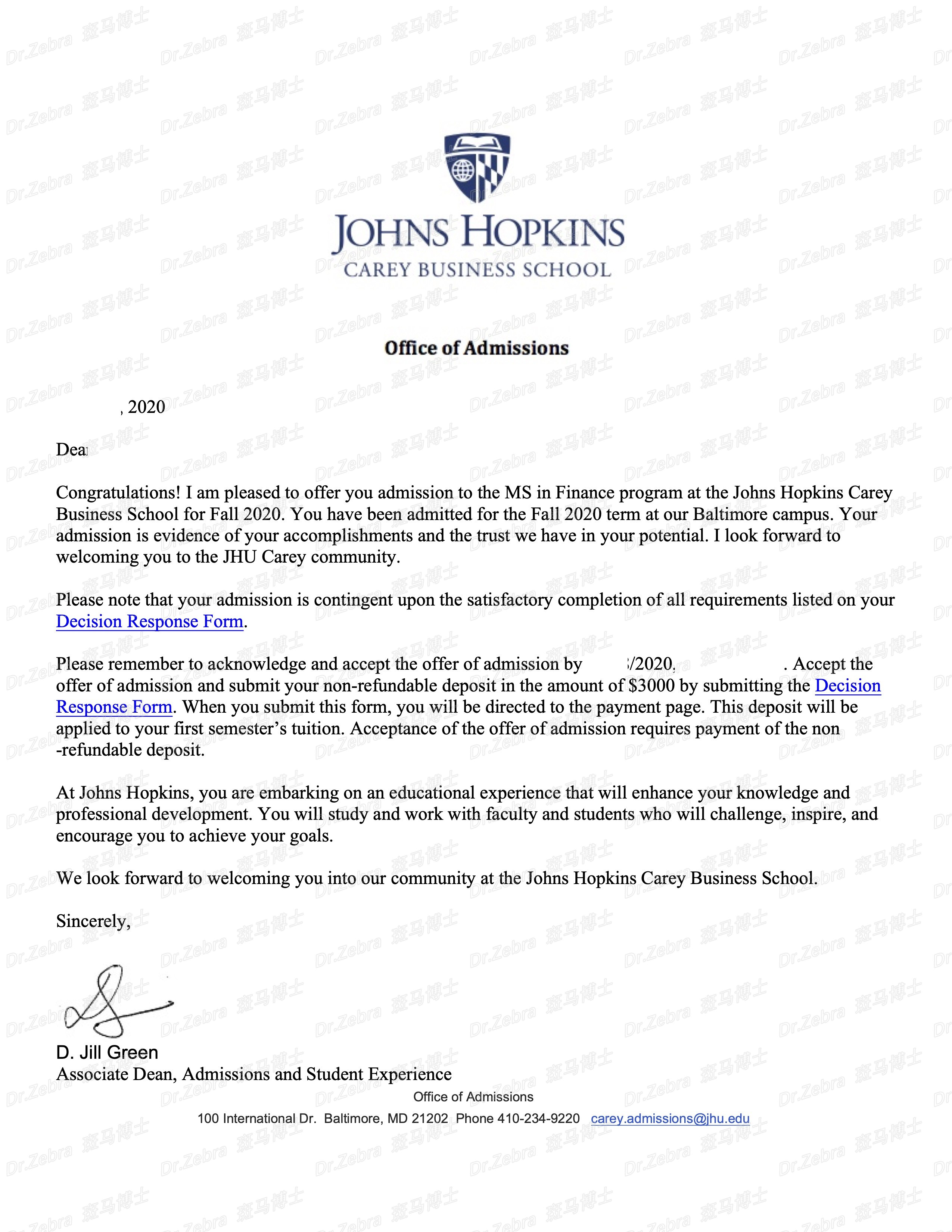 斑马博士、斑马博士留学中心、Johns Hopkins University、JHU、MS in Finance 、约翰霍普金斯大学、金融硕士