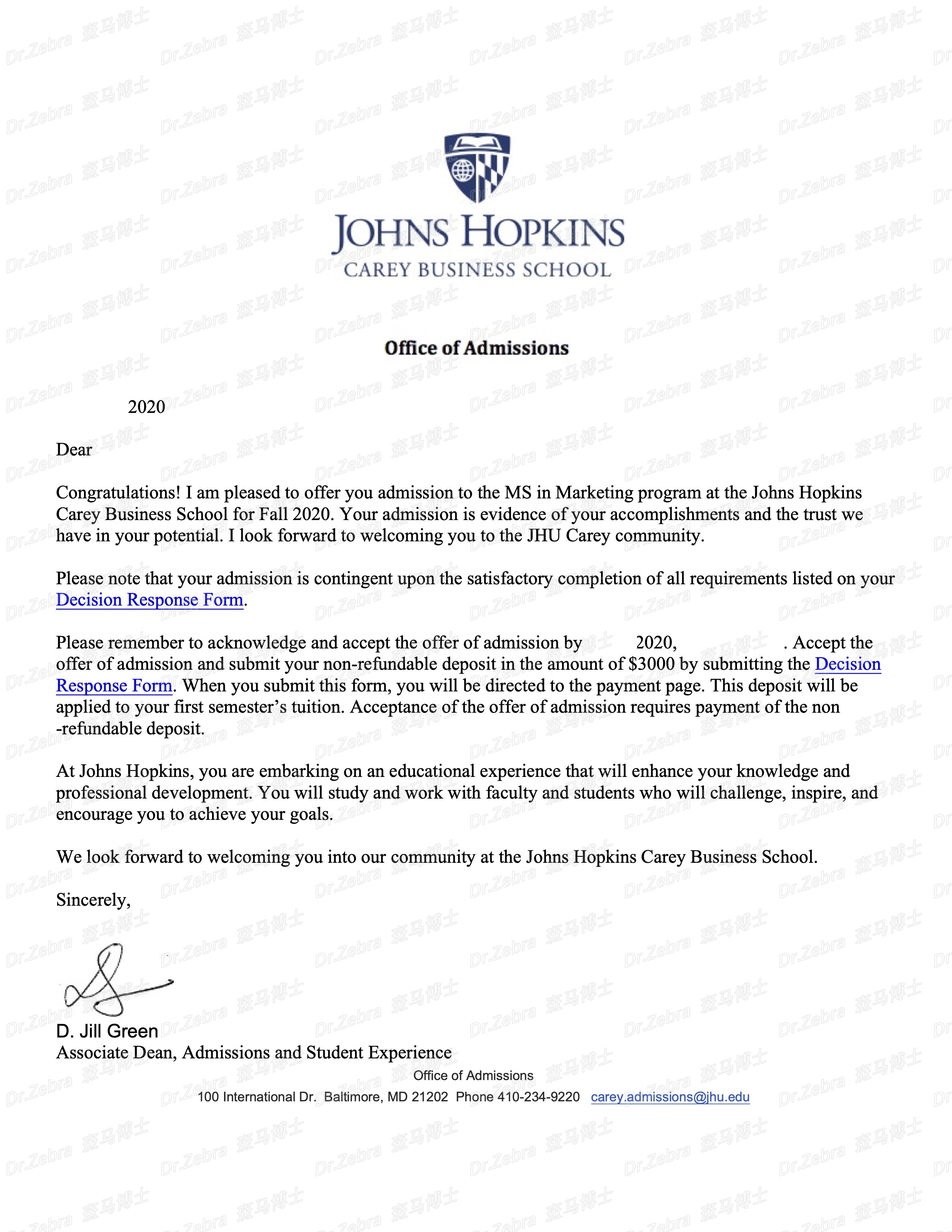 斑马博士、斑马博士留学中心、Johns Hopkins University、JHU、MS Marketing、 约翰霍普金斯大学、市场营销硕士