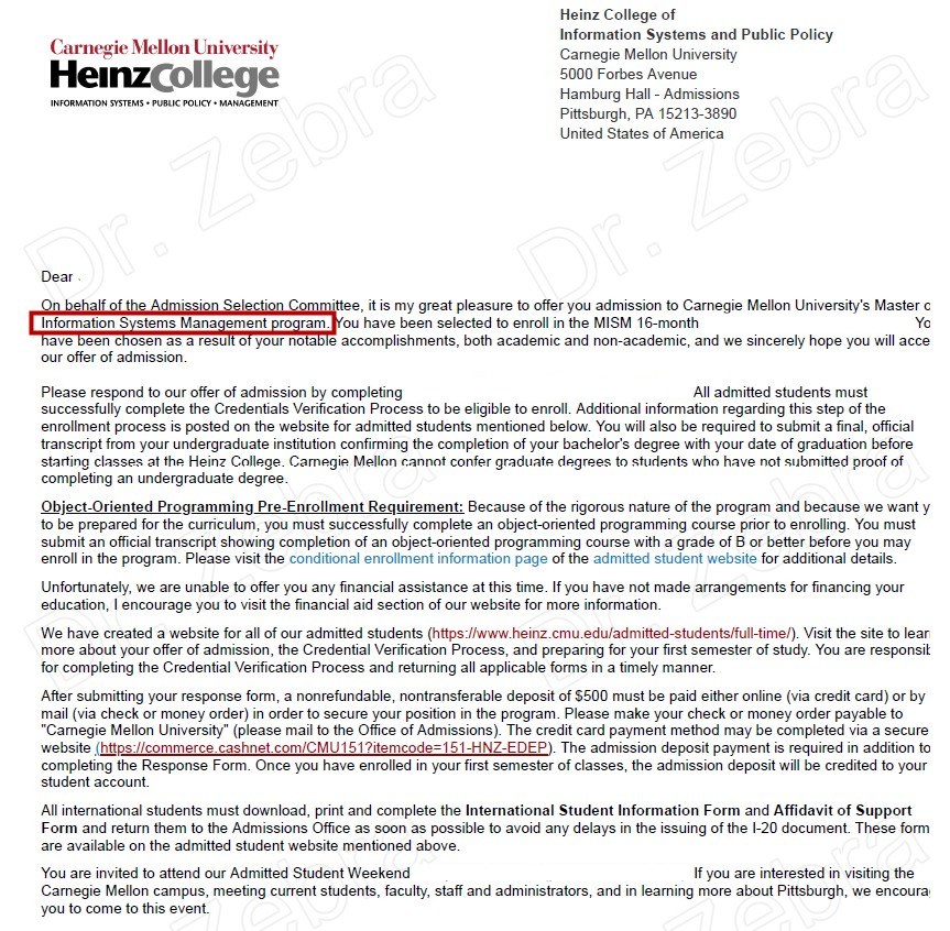卡耐基梅隆大学 ， Carnegie Mellon University ，CMU， Information Systems Management，信息系统管理硕士、斑马博士、斑马博士留学中心