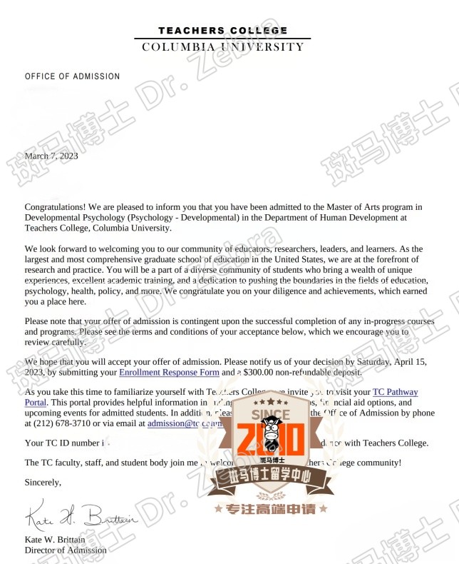 Columbia University Master of Arts in Developmental Psychology硕士录取