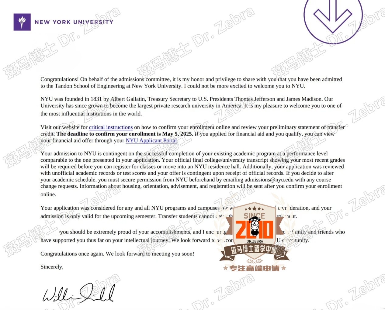 New York University本科录取！